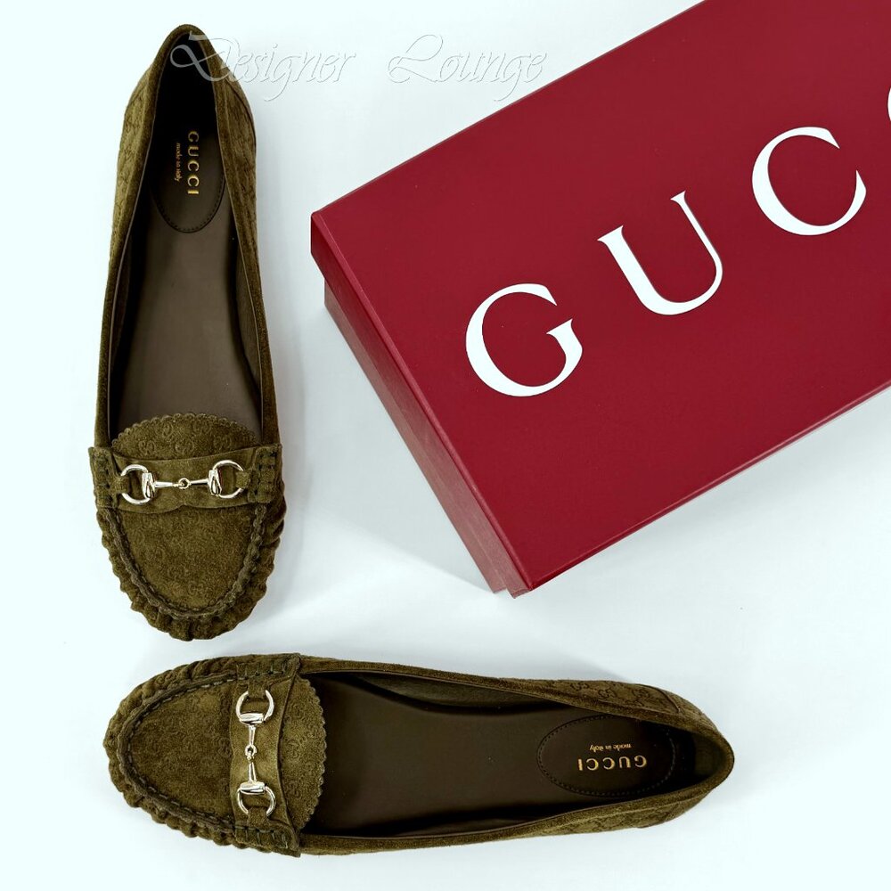 NEW GUCCI Women's GG Suede Kensington Horsebit Loafers EU 39 / US 9 Ballet Flats - Picture 12 of 12